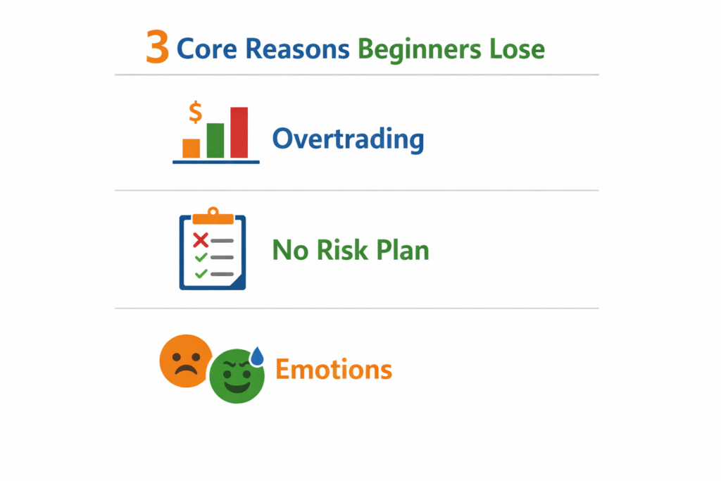 Top reasons beginners lose money trading