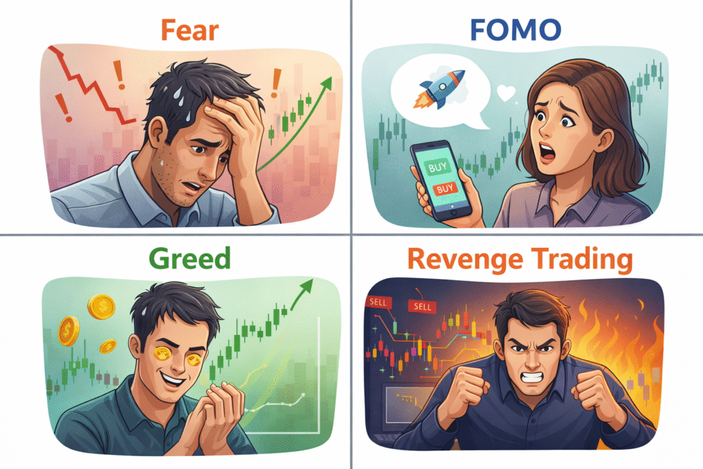 Trading psychology mistakes fear fomo greed revenge