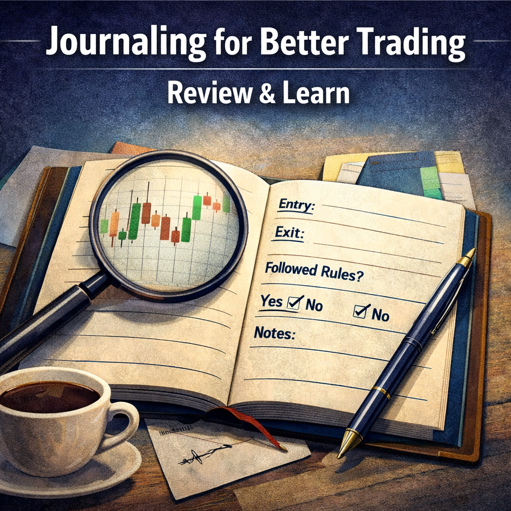Trading journal used to review trades, track rule adherence, and learn from past decisions